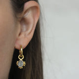 Smoke Venetian Glass Intaglio "Micro Angel and Dog" Earring Charms with Three Sets of Gold Dots