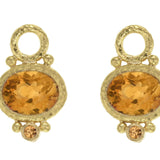 Oval Capri-Cut Citrine Over Round Spessartite Earring Charms for Hoops
