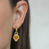 Oval Capri-Cut Citrine Over Round Spessartite Earring Charms for Hoops