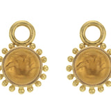 Light Amber Venetian Glass Intaglio "Cab Tiny Griffin" with Granulation Earring Charms for Hoops