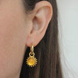 Light Amber Venetian Glass Intaglio "Cab Tiny Griffin" with Granulation Earring Charms for Hoops