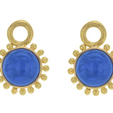 Peacock Venetian Glass Intaglio "Cab Tiny Griffin" with Granulation Earring Charms for Hoops
