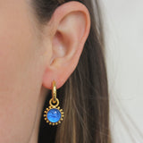 Peacock Venetian Glass Intaglio "Cab Tiny Griffin" with Granulation Earring Charms for Hoops