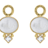 Crystal Venetian Glass Intaglio "Dolphin" Earring Charms with Moonstone