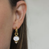 Crystal Venetian Glass Intaglio "Dolphin" Earring Charms with Moonstone