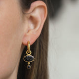 Black Venetian Glass Intaglio "Flying Pegasus" and Onyx Earring Charms