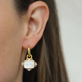 Crystal Venetian Glass Intaglio "Two Cranes" Earring Charms With Faceted Moonstones