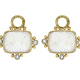 Crystal Venetian Glass Intaglio "Two Cranes" Earring Charms With Faceted Moonstones