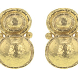 Stacked Horizontal Oval Domed Earrings with Side Gold Dots