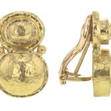 Stacked Horizontal Oval Domed Earrings with Side Gold Dots