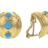 Small Sleeping Beauty Turquoise Puff Earrings