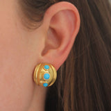 Small Sleeping Beauty Turquoise Puff Earrings