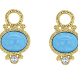 Horzontal Oval Turquoise and Diamond Earring Charms