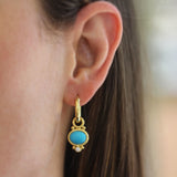Horzontal Oval Turquoise and Diamond Earring Charms