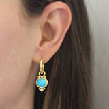 Horzontal Oval Turquoise and Diamond Earring Charms