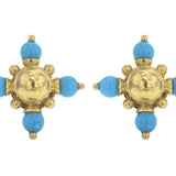 Round Gold Dome and Sleeping Beauty Turquoise Stud Earrings with Gold Dots