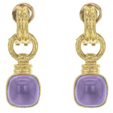Double-Banded "Cheerio" Amethyst Drop Earrings with Topknot