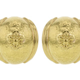 Gold Puff Earring with Gold Daisy Center