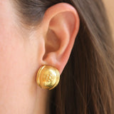 Gold Puff Earring with Gold Daisy Center