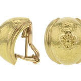 Gold Puff Earring with Gold Daisy Center