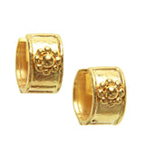 Flat Wide Hoop Earring with Gold Daisy Center