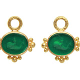 Pine Venetian Glass Intaglio "Dolphin" Earring Charms with gold dots