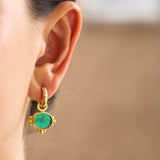 Pine Venetian Glass Intaglio "Dolphin" Earring Charms with gold dots