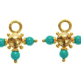 Round gold dome and Sleeping Beauty turquoise earring charms