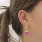 Pink Venetian Glass Intaglio "Cab Equestrian" Earring Charms with Topknot