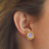 Mulberry Venetian Glass Intaglio "Tiny Horse" Stud Earrings