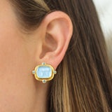 Light Aqua Venetian Glass Intaglio “Butterfly” And Aquamarine Earrings