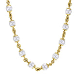 17" 8-8.5mm Akoya Pearl And Gold Link Necklace With Circle Clasp Necklace