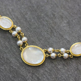 17.5" Rock Crystal Intaglio "Moth and Butterfly" with Double 8.5mm Pearl Link Connectors