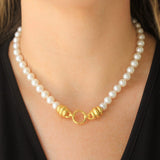 17" "Martin" Clasp Necklace With 8.5-9mm Fresh Water Pearls