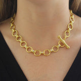 17" Diamond "Rimini" Link Necklace with Diamond-Tipped Toggle & Ring Closure