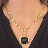 Onyx Oval "Running Horse" Pendant with Granulation on Bezel and Hinged Bale