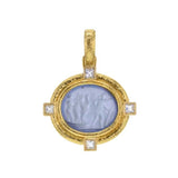 Cerulean Venetian Glass Intaglio "Goddess on a Boat" Pendant with moonstone
