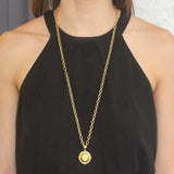 Vertical Oval Gold "Honey Bee" Pendant With Four Gold Triads