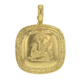 Gold "Griffin & Palm" Livery Button Pendant with Step Bezel