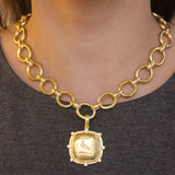 Gold "Dove With Branch" With Diamond Halo & Thin Hinged Bale