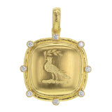 Gold "Dove With Branch" With Diamond Halo & Thin Hinged Bale
