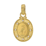 Gold "Crane" Pendant with Diamonds and Flat-Rimmed Bezel