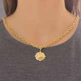 Gold "Octagonal Horse" Pendant With Diamonds and Jump Ring