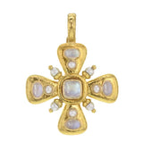 Moonstone "Maltese" Cross Pendant with Pearls