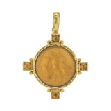 Light Amber Venetian Glass Intaglio '"Hound Head" Pendant with Square Cabochon Citrines