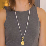 Gold "Crane" Pendant with Diamonds and Flat-Rimmed Bezel
