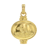 Horizontal Oval Gold "Sailing Cherub" Pendant