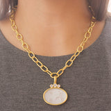 Venetian Glass Intaglio Crystal "Mystical Ball" Pendant With Trio of Moonstone