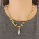 Silver South Sea Pearl With Granulated Cap & Bale Pendant