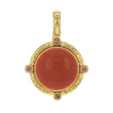 Carnelian "Queen Bee" Pendant With Brown Zircon, Gold Dots and Hinged Bale